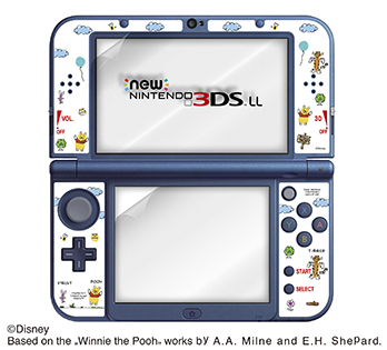 Newニンテンドー3DS LL専用<br>液晶保護フィルム デコレーションシール付<br>プー＆フレンズ